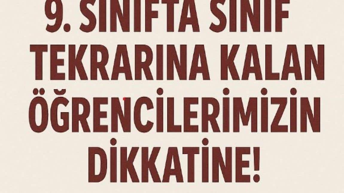 9. SINIFTA SINIF TEKRARINA KALAN ÖĞRENCİLERİMİZİN MESEM PROGRAMLARINA KAYIT DUYURUSU